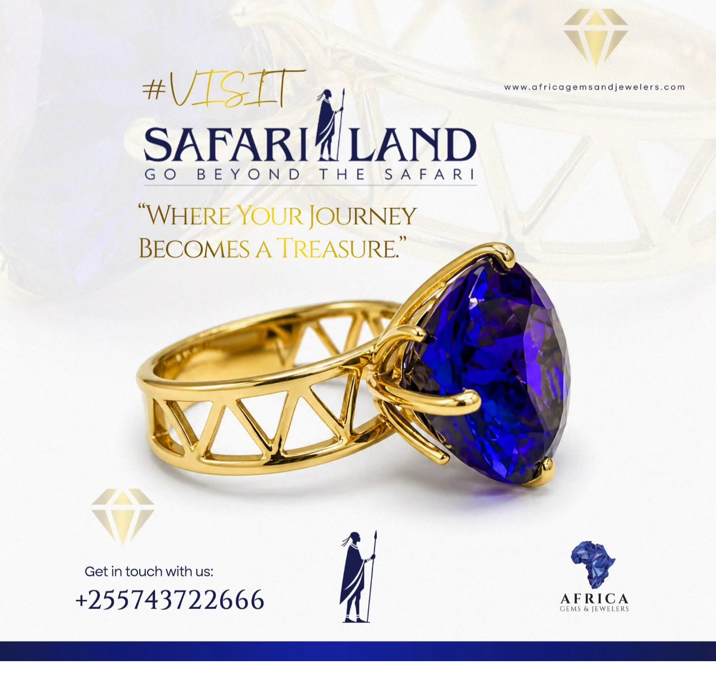 Tanzanite jewellery ring with blue-violet gemstone in white gold setting