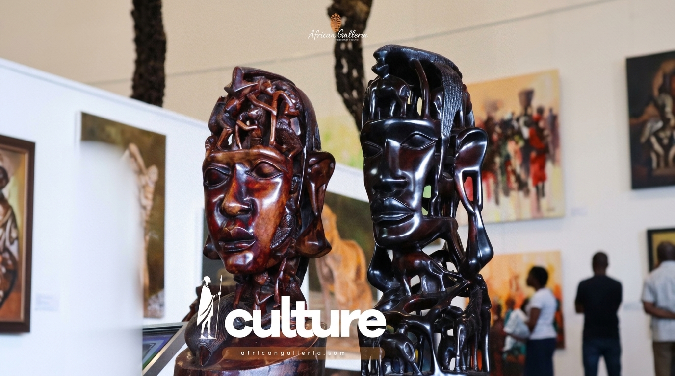 Local Makonde carver working on an ebony sculpture at African Galleria Tanzania